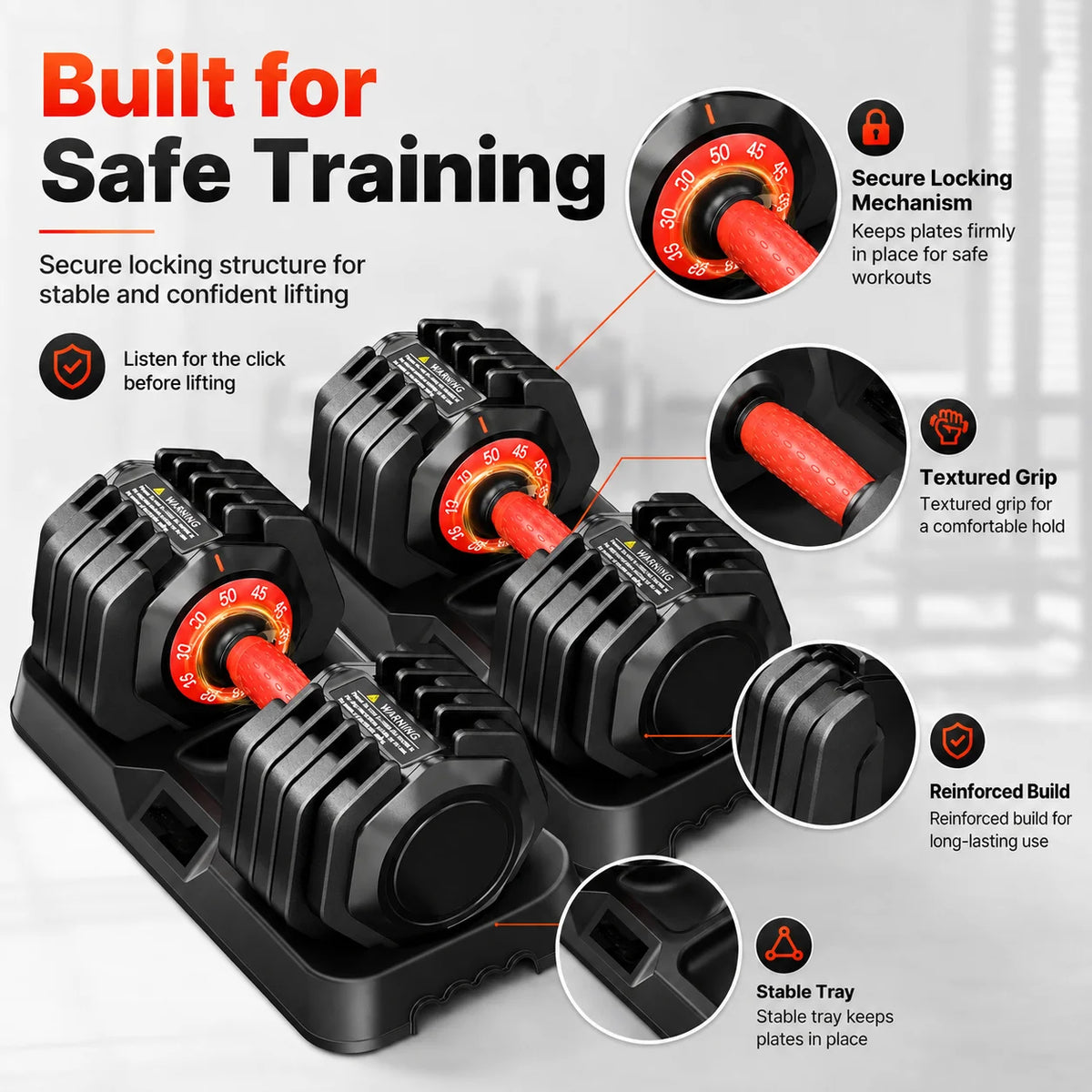 50LB Adjustable Weight Dumbbell Set Pair, Multi Weight