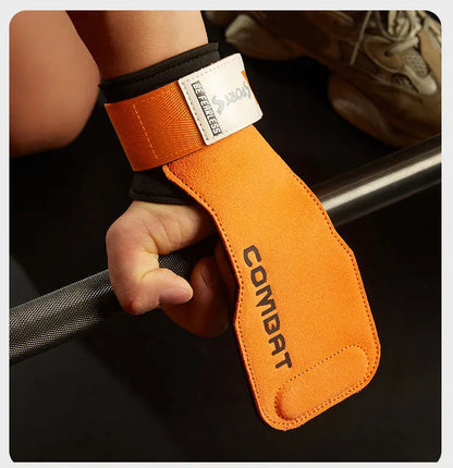 3-layers Cowhide Gym Gloves Grips Anti-Skid Weight