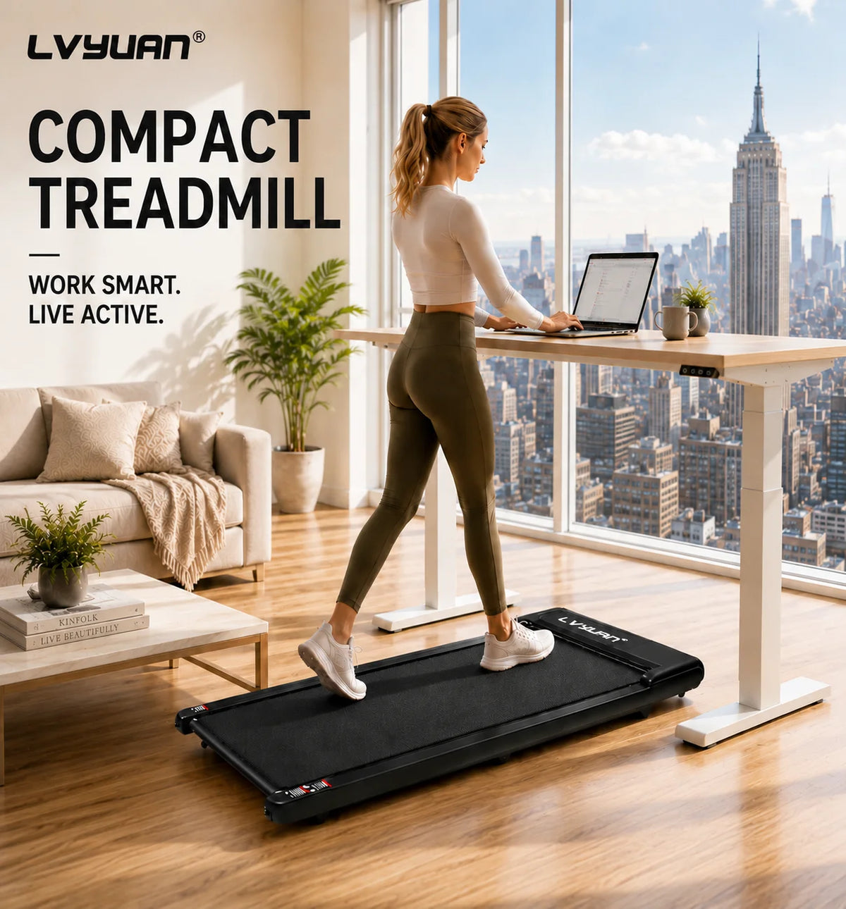 LVYUAN Walking Pad Treadmill 2HP Under Desk EQI_V5
