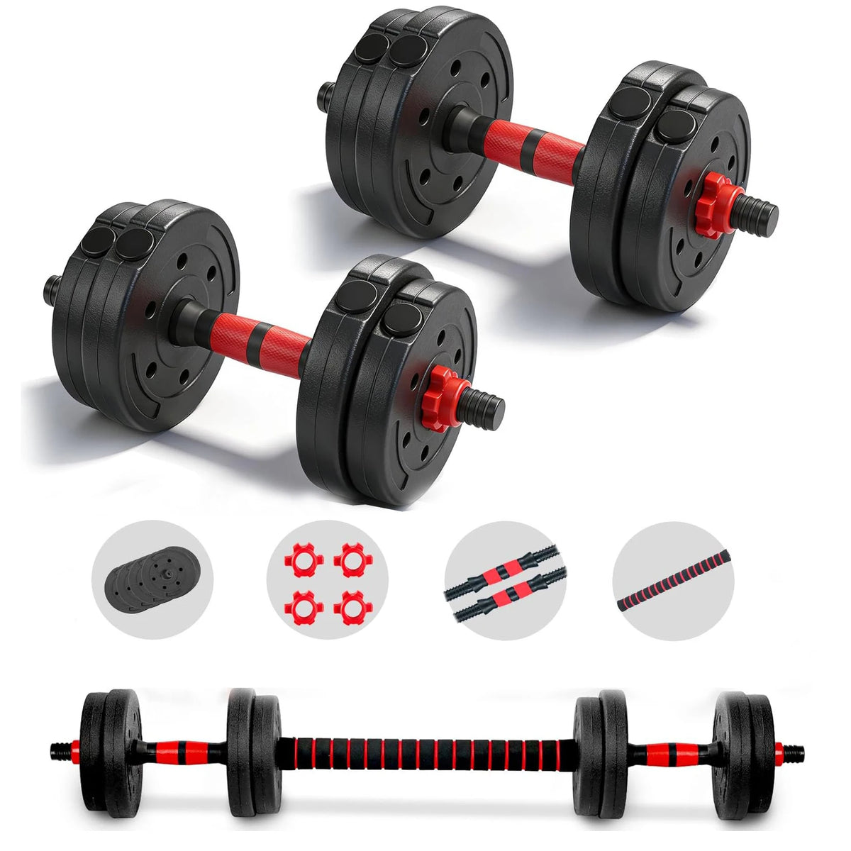 22lb 2-in-1 Adjustable Dumbbell & Barbell Set for Home