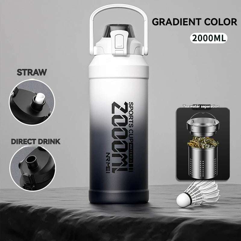 Thermos Water Bottle With Straw Handle Cup 316