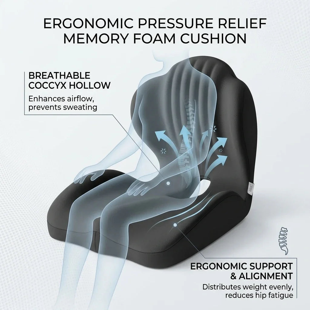 Ergonomic Memory Foam Seat Cushion