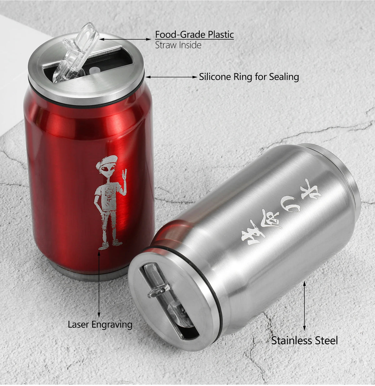 Custom LOGO Name Coffee Thermos Cup Water Bottle