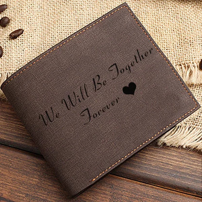 Men's Engraved Photo Wallet PU Leather