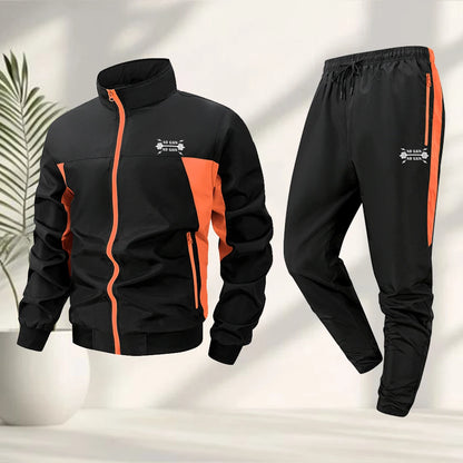 Men's Fun Weightlifting Print Sports 2 Piece Set Zipper