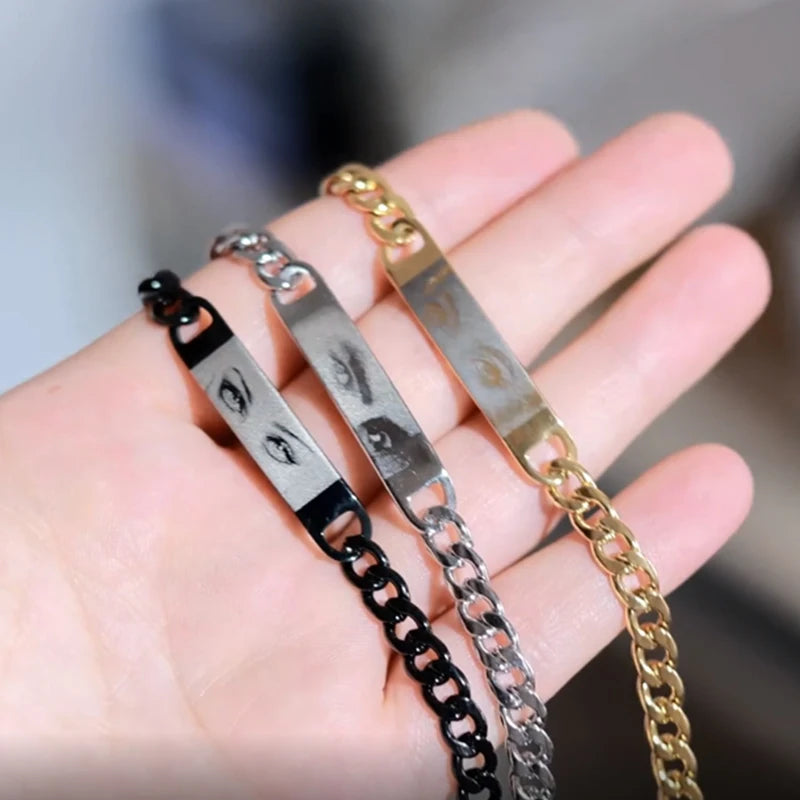 Letdiffery Personalized Eyes Photo Bracelets