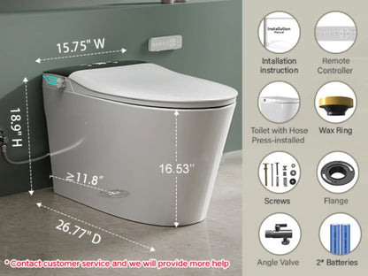 Elongated Smart Toilet with Bidet Built in