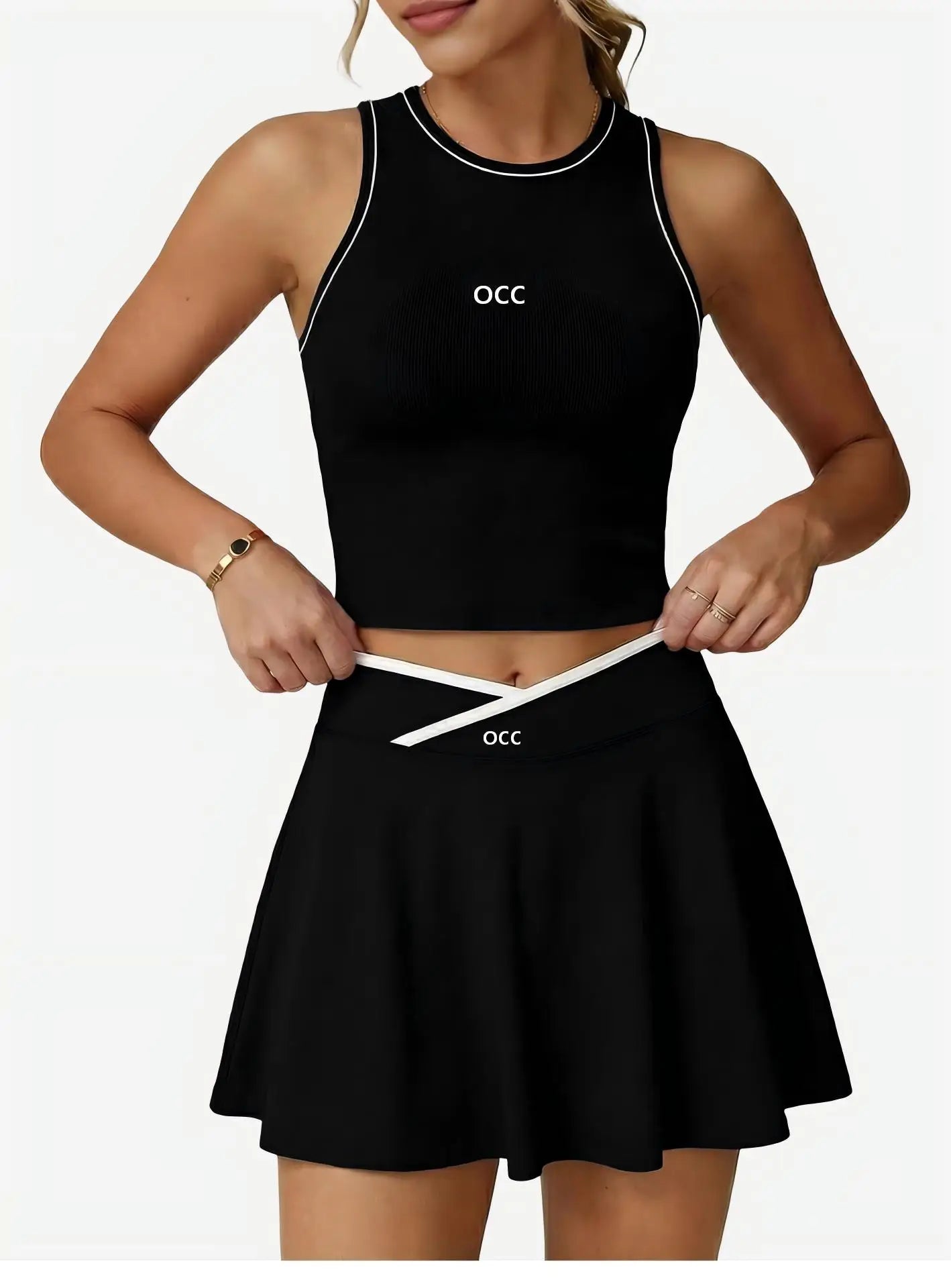 Tennis skirt set, golf half body patchwork skirt