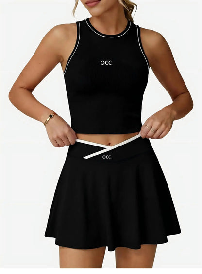 Tennis skirt set, golf half body patchwork skirt