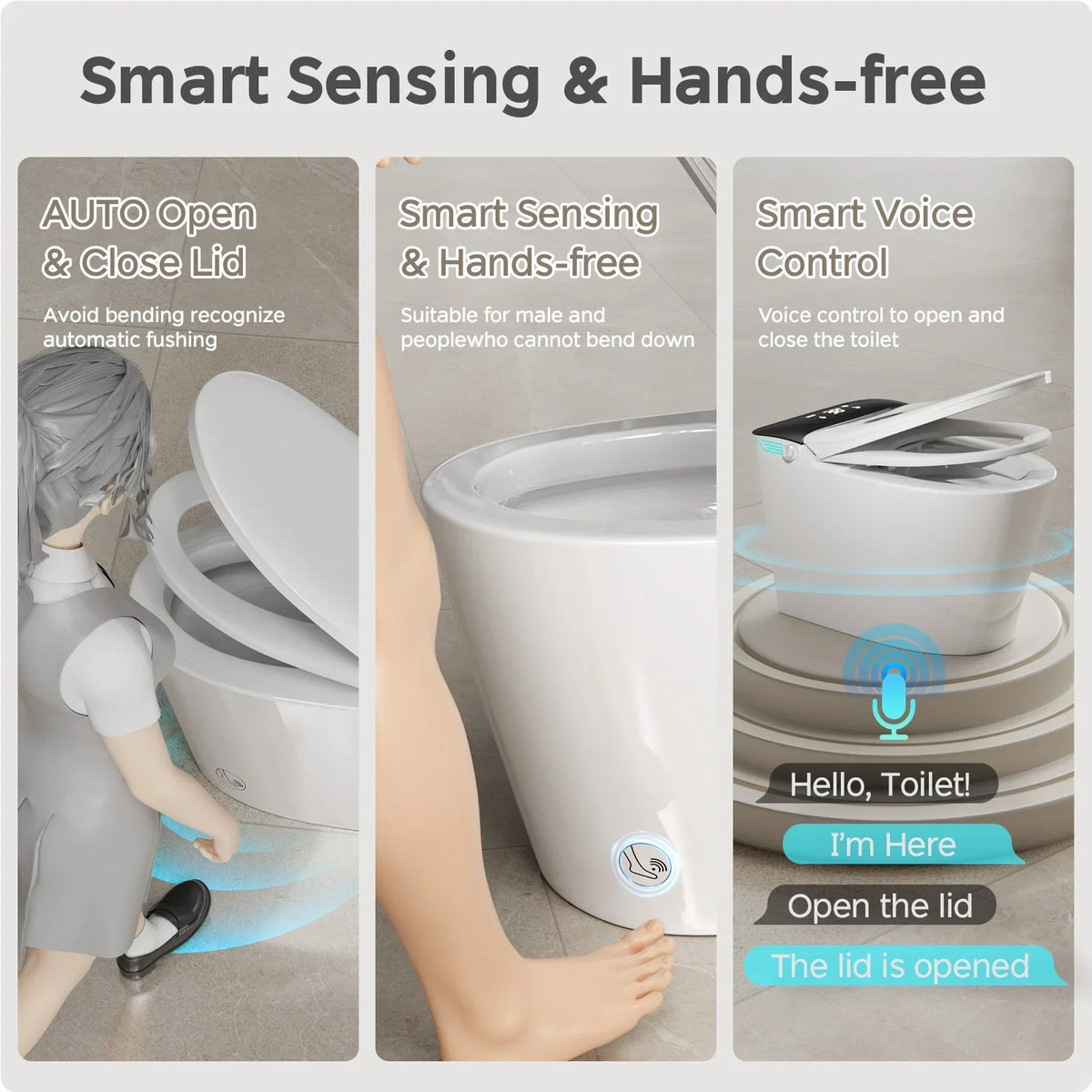 Elongated Smart Toilet with Bidet Built in