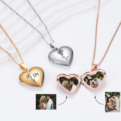 Custom Personalized Heart Birth Flower Locket