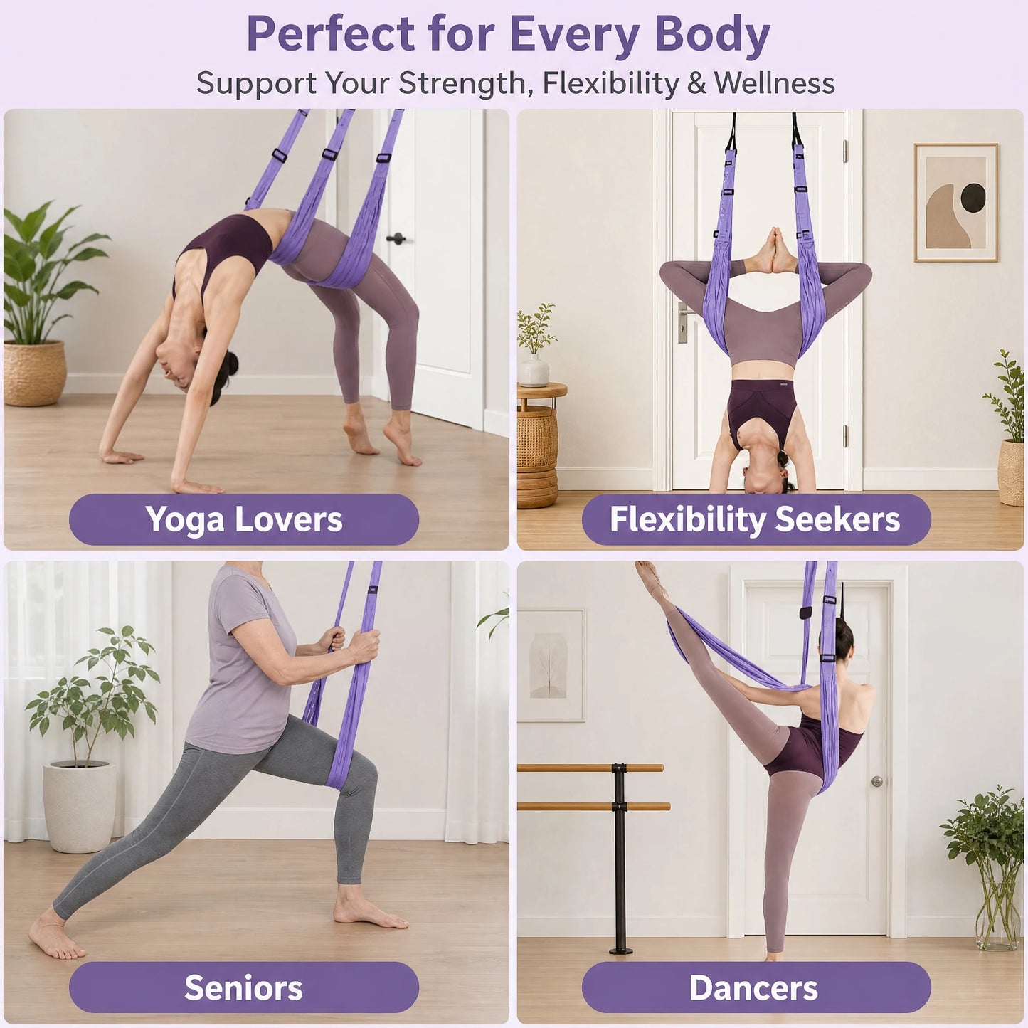 Advanced Purple Aerial Yoga Rope - Professional