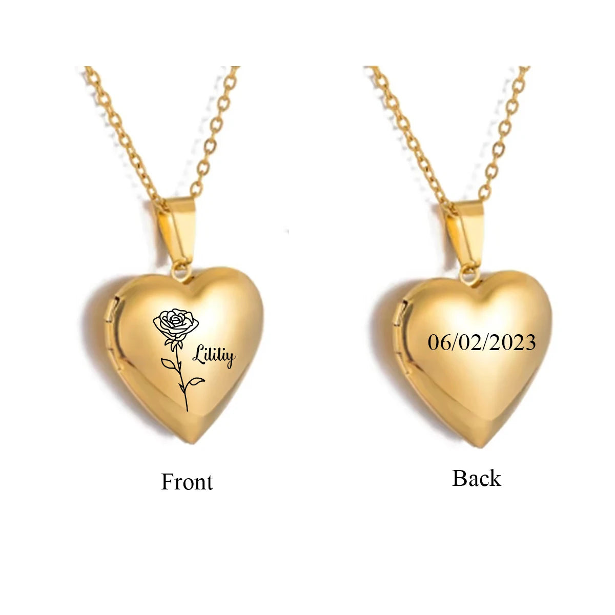 Custom Personalized Heart Birth Flower Locket