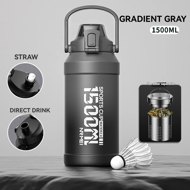 Thermos Water Bottle With Straw Handle Cup 316