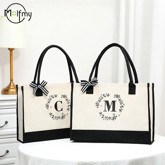 Canvas Tote Bag Letter Birthday Wedding Gift Personalized