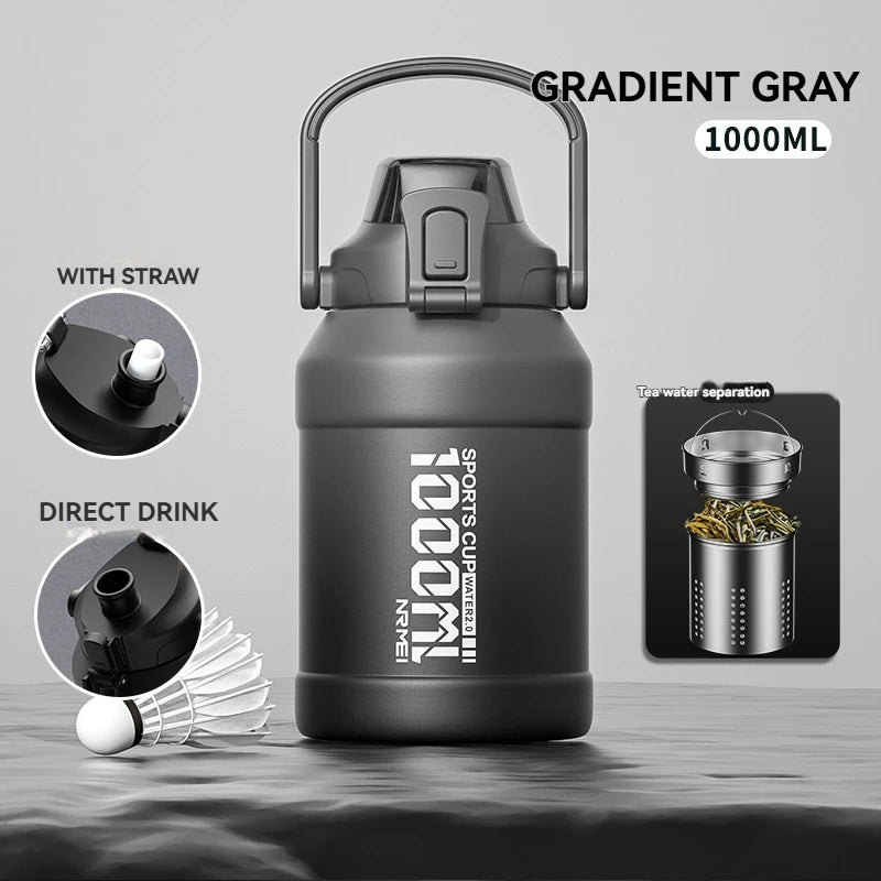 Thermos Water Bottle With Straw Handle Cup 316