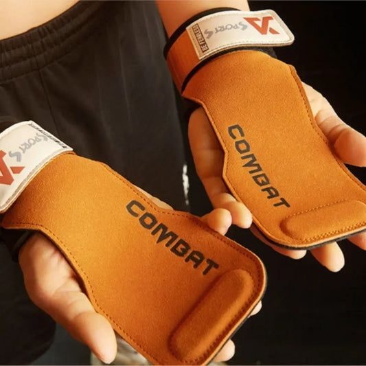 3-layers Cowhide Gym Gloves Grips Anti-Skid Weight