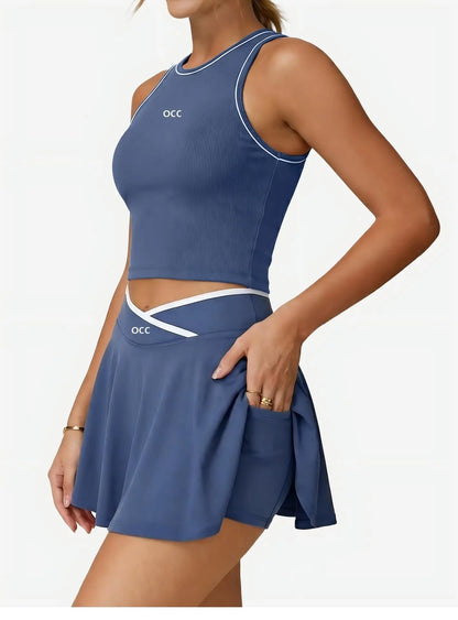 Tennis skirt set, golf half body patchwork skirt