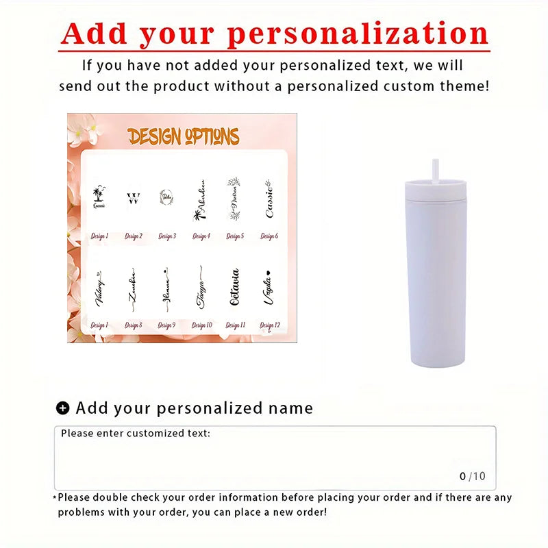 Personalized Slim Skinny Tumblers 16oz Matte Acrylic