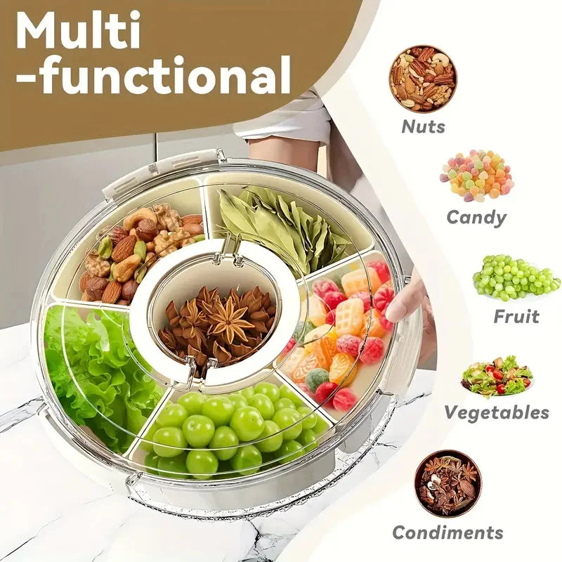 Clear Snack Divided Rotating Serving Tray