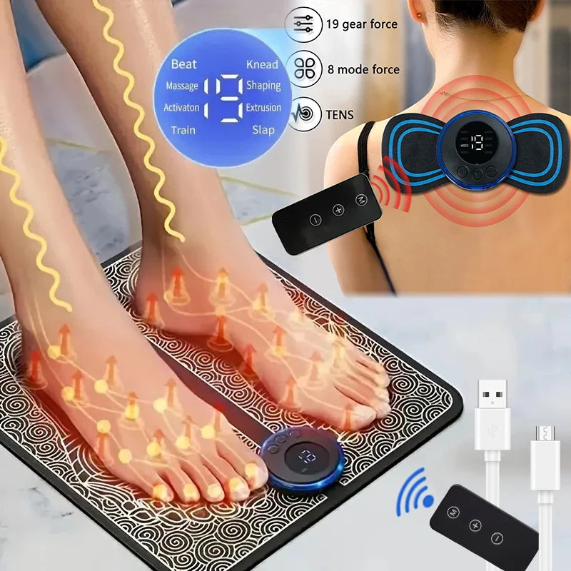 Electric Foot Massager Pad Neck Massage Set
