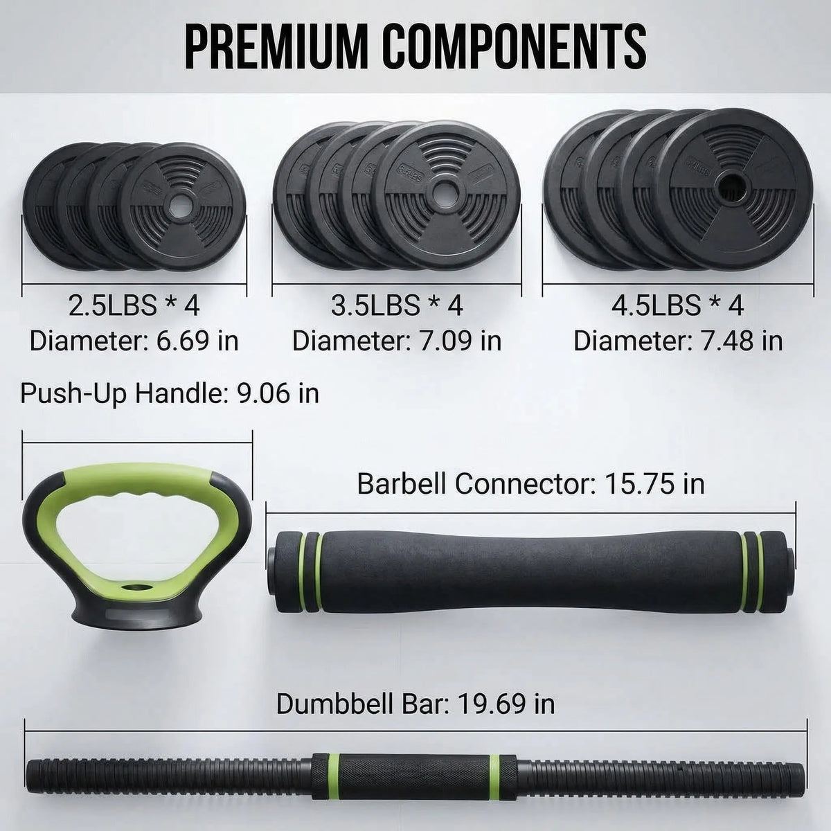 Adjustable Weight Set 44 Lbs, 4-in-1 Dumbbell Set