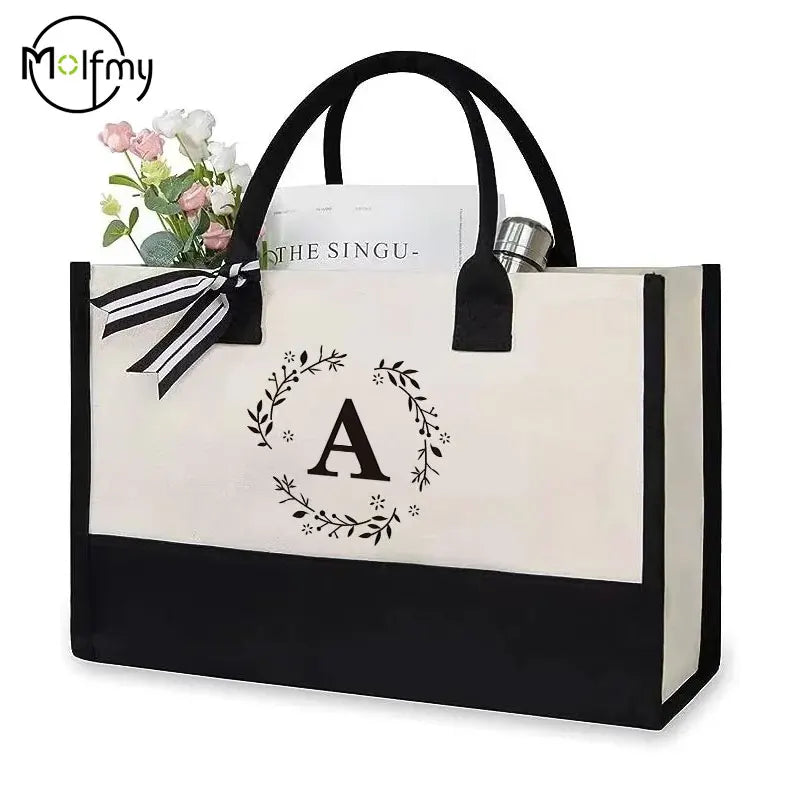 Canvas Tote Bag Letter Birthday Wedding Gift Personalized