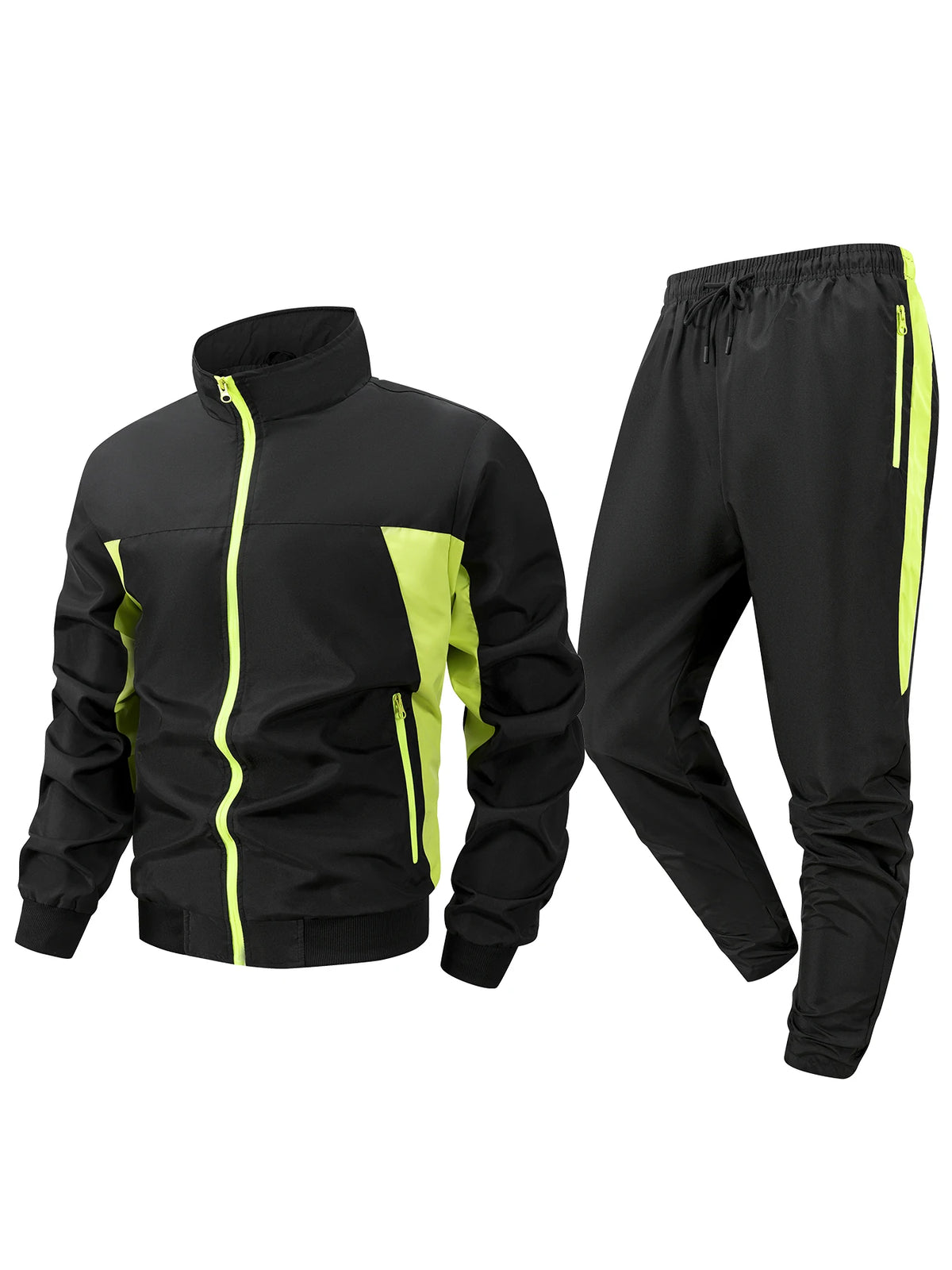 Men's Fun Weightlifting Print Sports 2 Piece Set Zipper