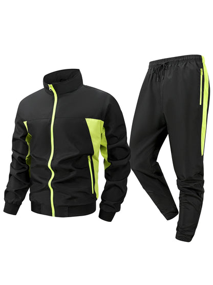 Men's Fun Weightlifting Print Sports 2 Piece Set Zipper