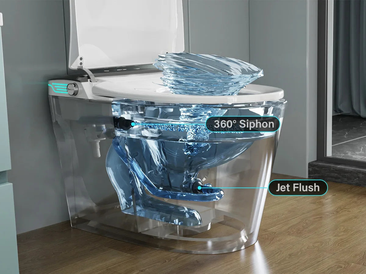 Elongated Smart Toilet with Bidet Built in