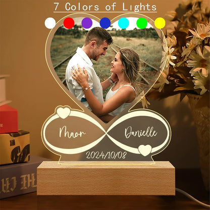 Personalized Photo Frame with Night Light, Customized