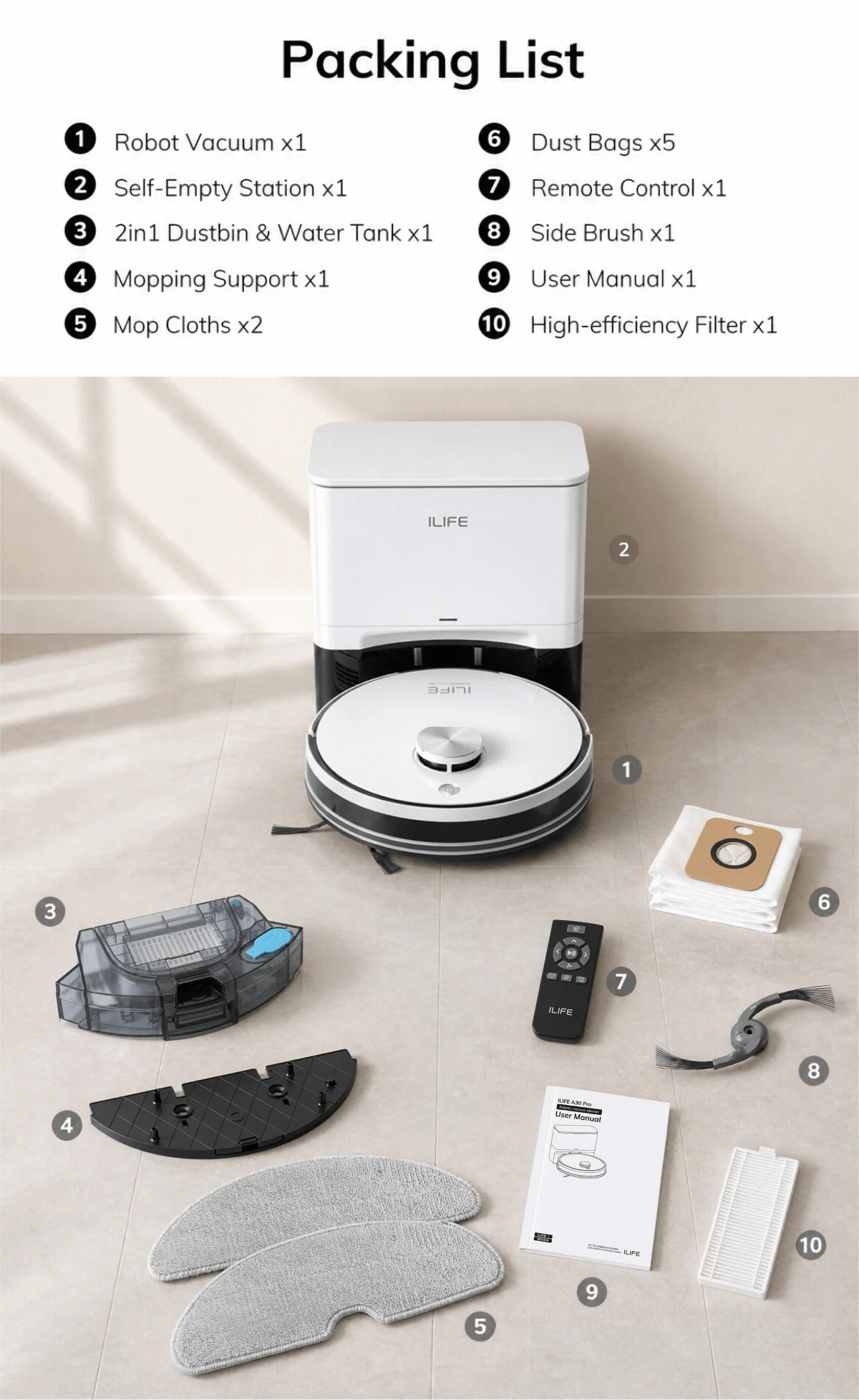ILIFE A30 PRO 5000Pa Suction, Robot Vacuum