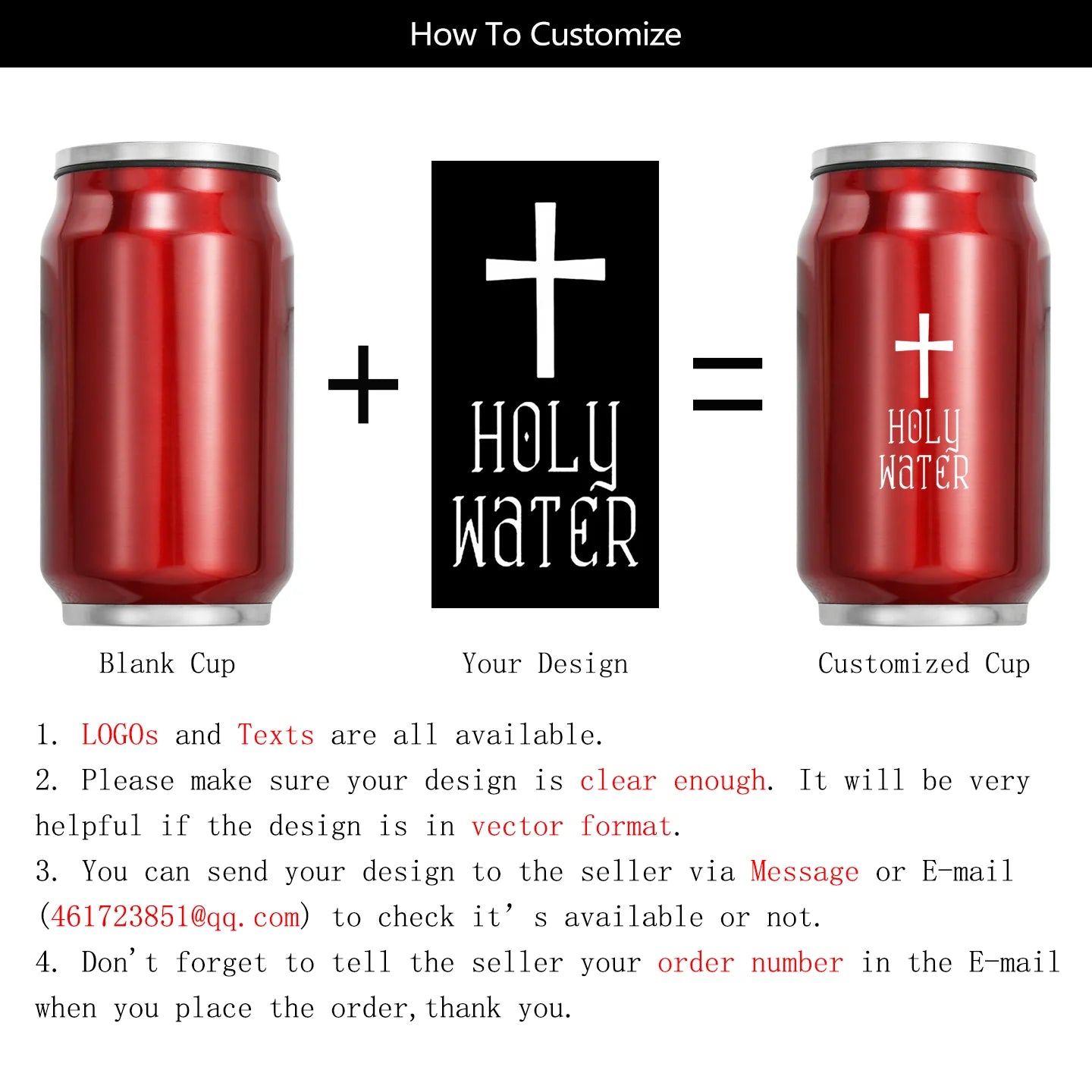 Custom LOGO Name Coffee Thermos Cup Water Bottle