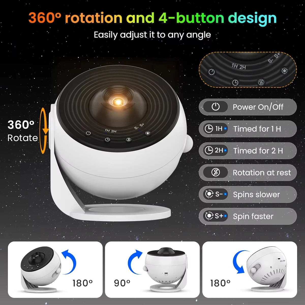 PRO Upgrade HD Galaxy Projector , Timer Funtion