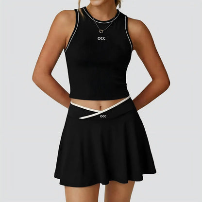 Tennis skirt set, golf half body patchwork skirt