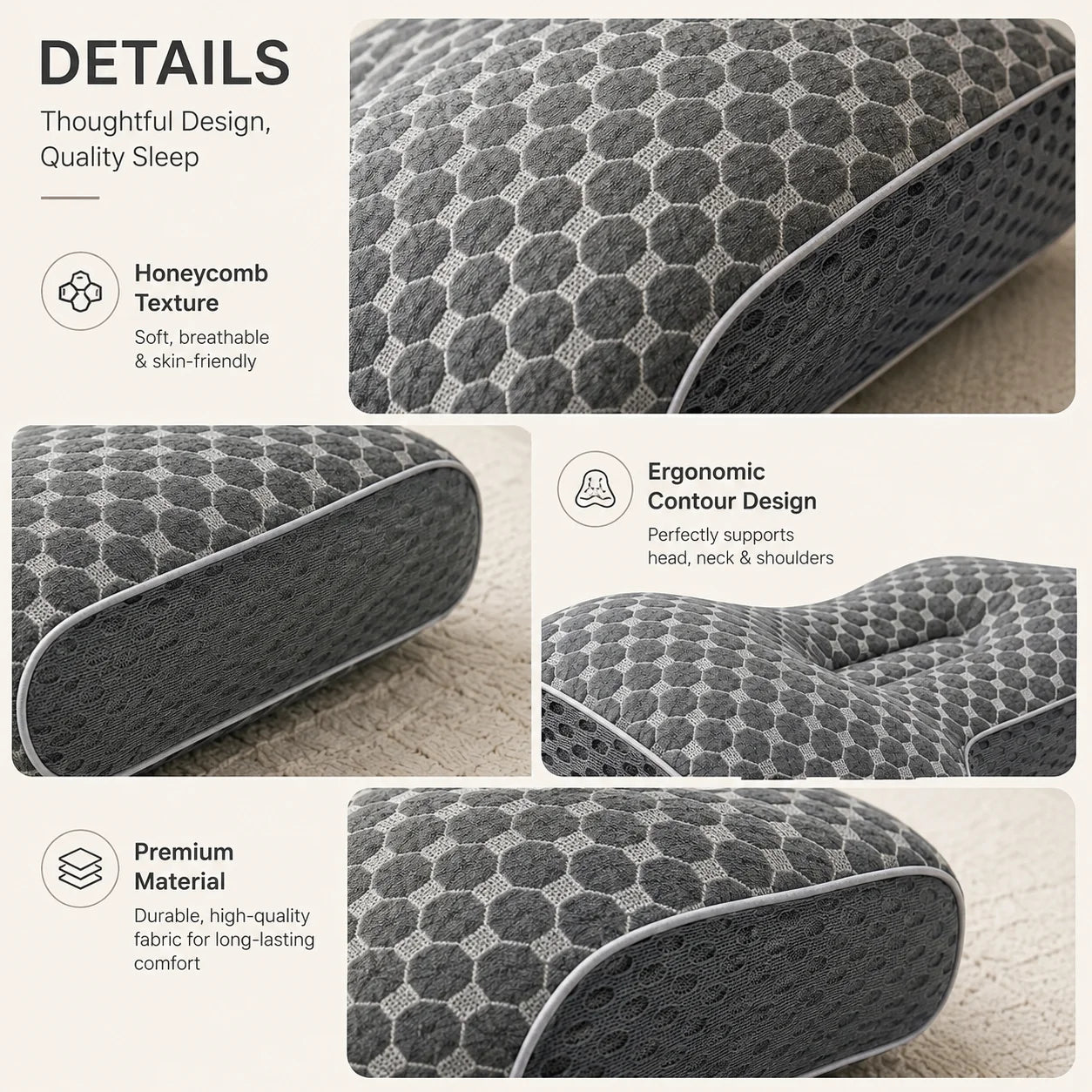 Soybean Fiber Ergonomic Cervical Pillow for Neck