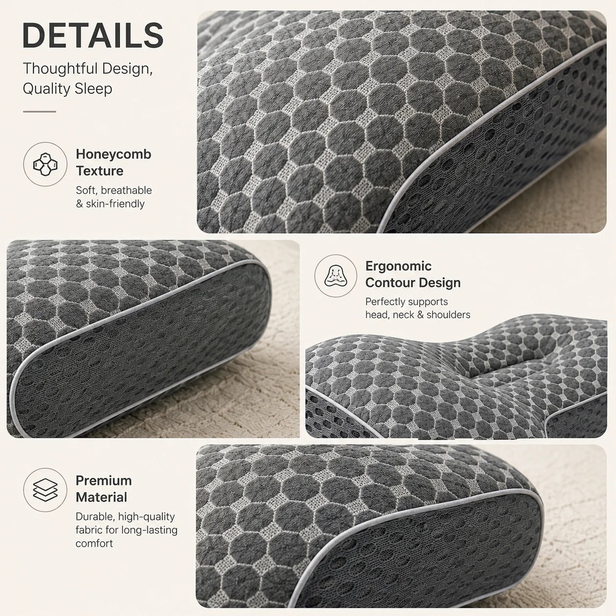Soybean Fiber Ergonomic Cervical Pillow for Neck