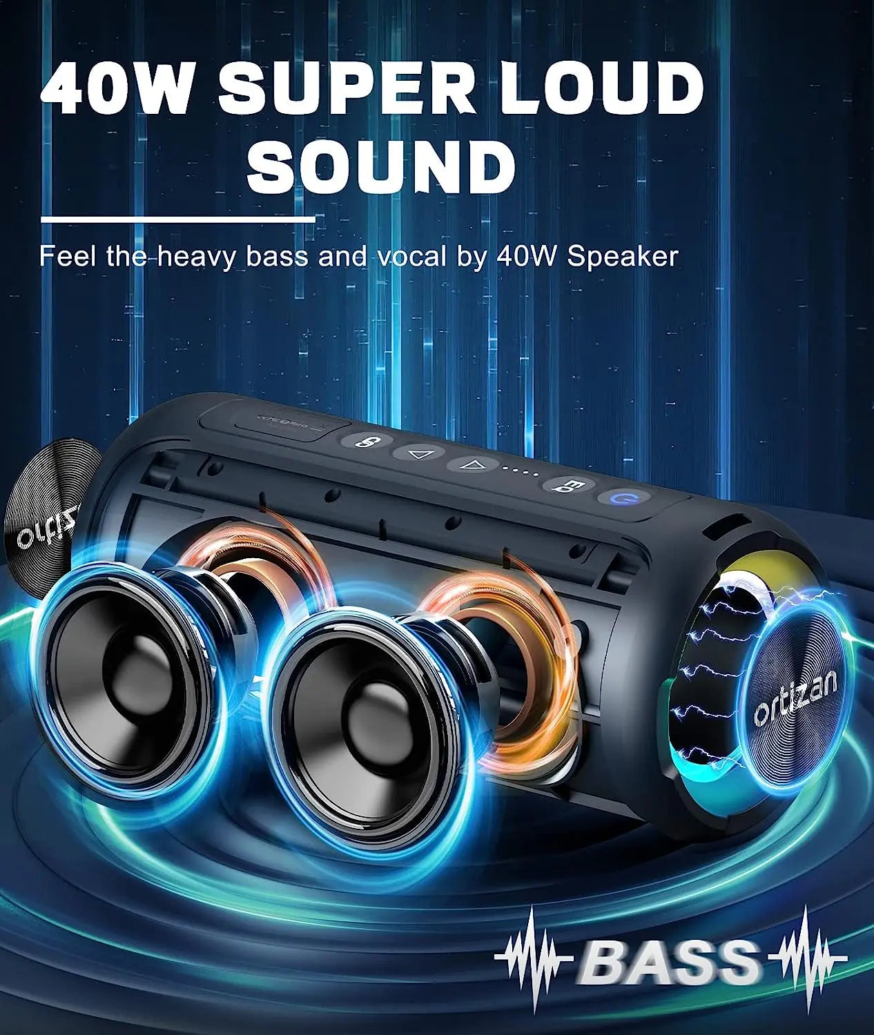 Ortizan Bluetooth Speakers 40W Enhanced Bass