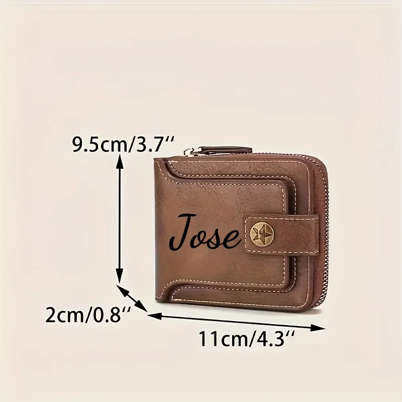 Custom Name Men's Wallet Gift Stylish Brown Faux
