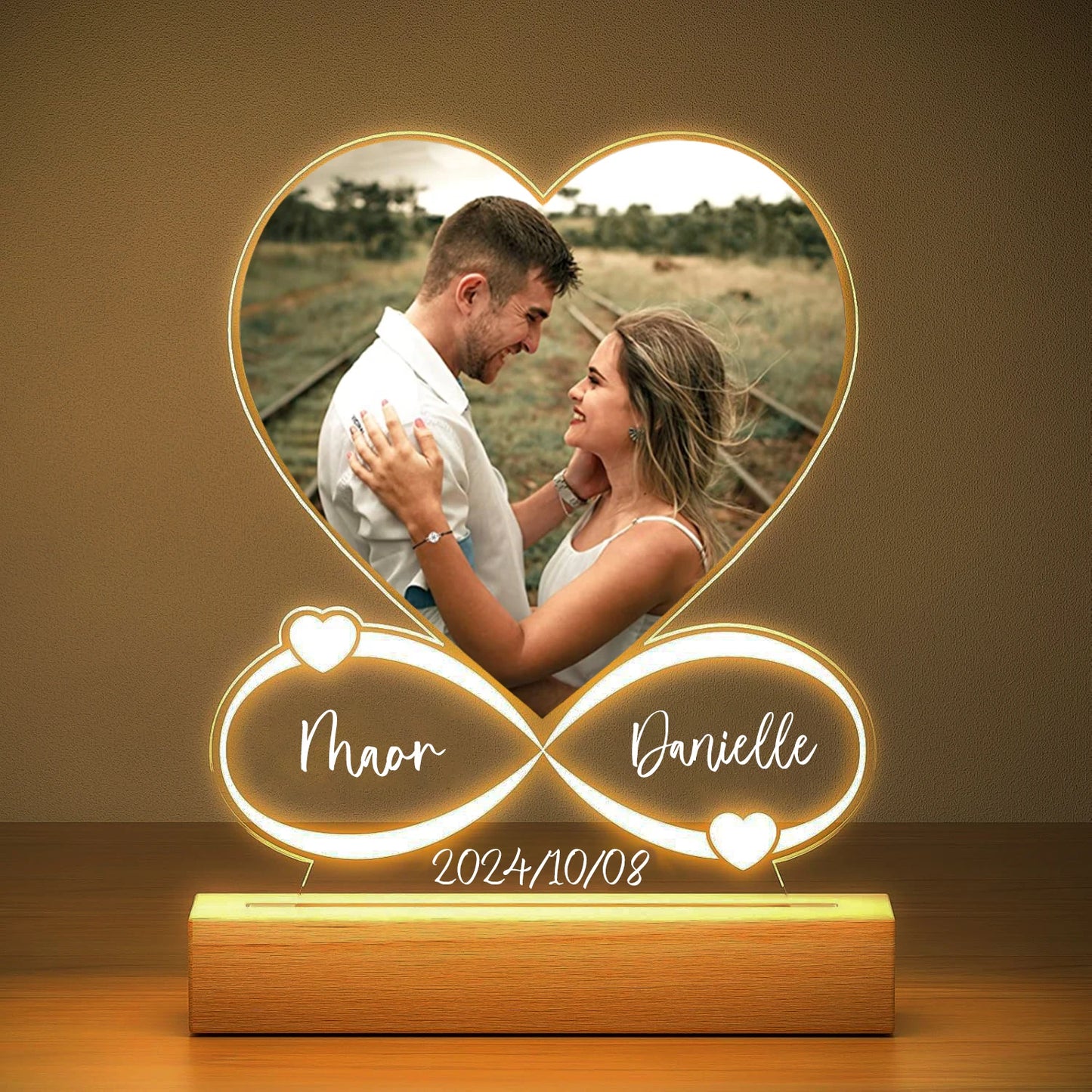 Personalized Photo Frame with Night Light, Customized
