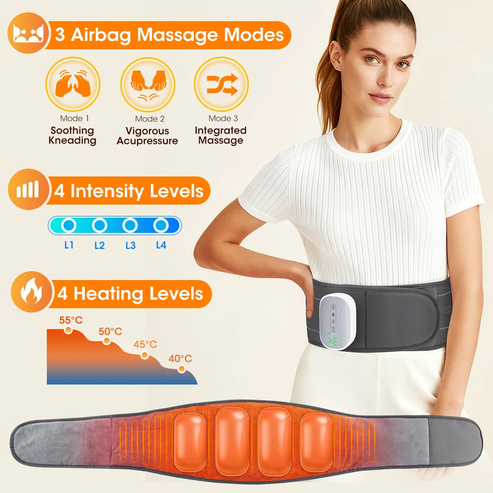 Cordless Heating Waist Belt with 3 Airbag Decompression