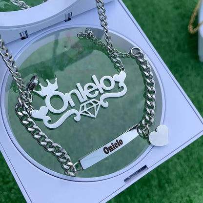 Custom Crown Butterfly Name Necklace Bracelet