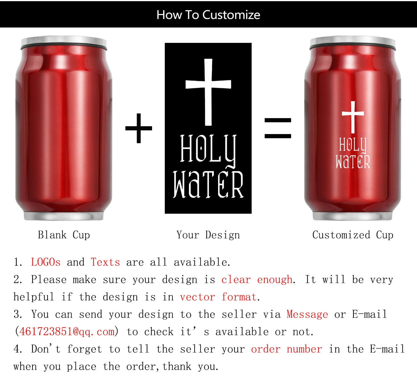 Custom LOGO Name Coffee Thermos Cup Water Bottle