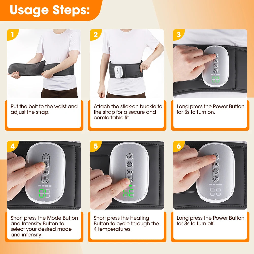 Cordless Heating Waist Belt with 3 Airbag Decompression