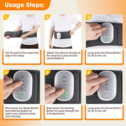 Cordless Heating Waist Belt with 3 Airbag Decompression