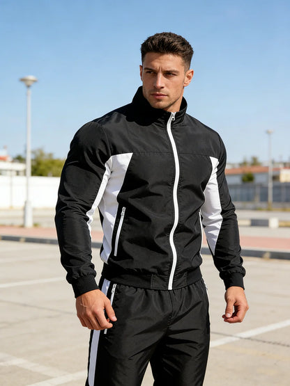 Men's Fun Weightlifting Print Sports 2 Piece Set Zipper