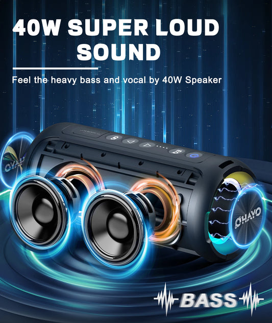 Ortizan Bluetooth Speakers 40W Enhanced Bass