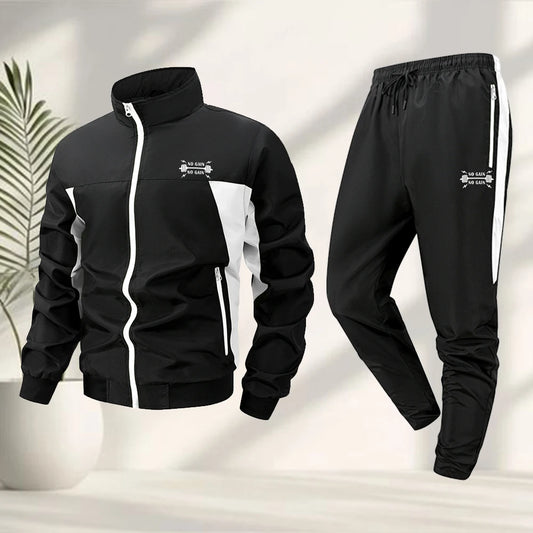 Men's Fun Weightlifting Print Sports 2 Piece Set Zipper