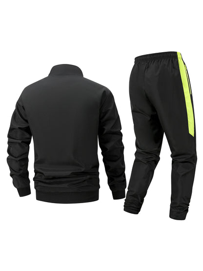 Men's Fun Weightlifting Print Sports 2 Piece Set Zipper