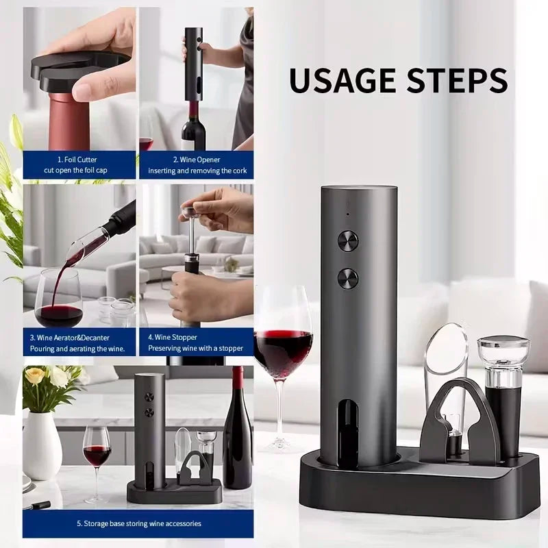 Rechargeable Electric Wine Opener with Foil Cutter